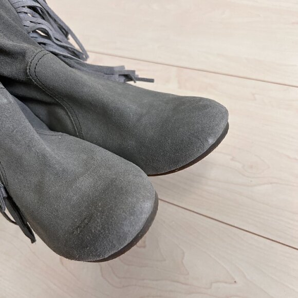 Colin Stuart Genuine Suede Leather Hidden Wedge Heel Fringe Ankle Boots Sz 8 - Picture 5 of 13